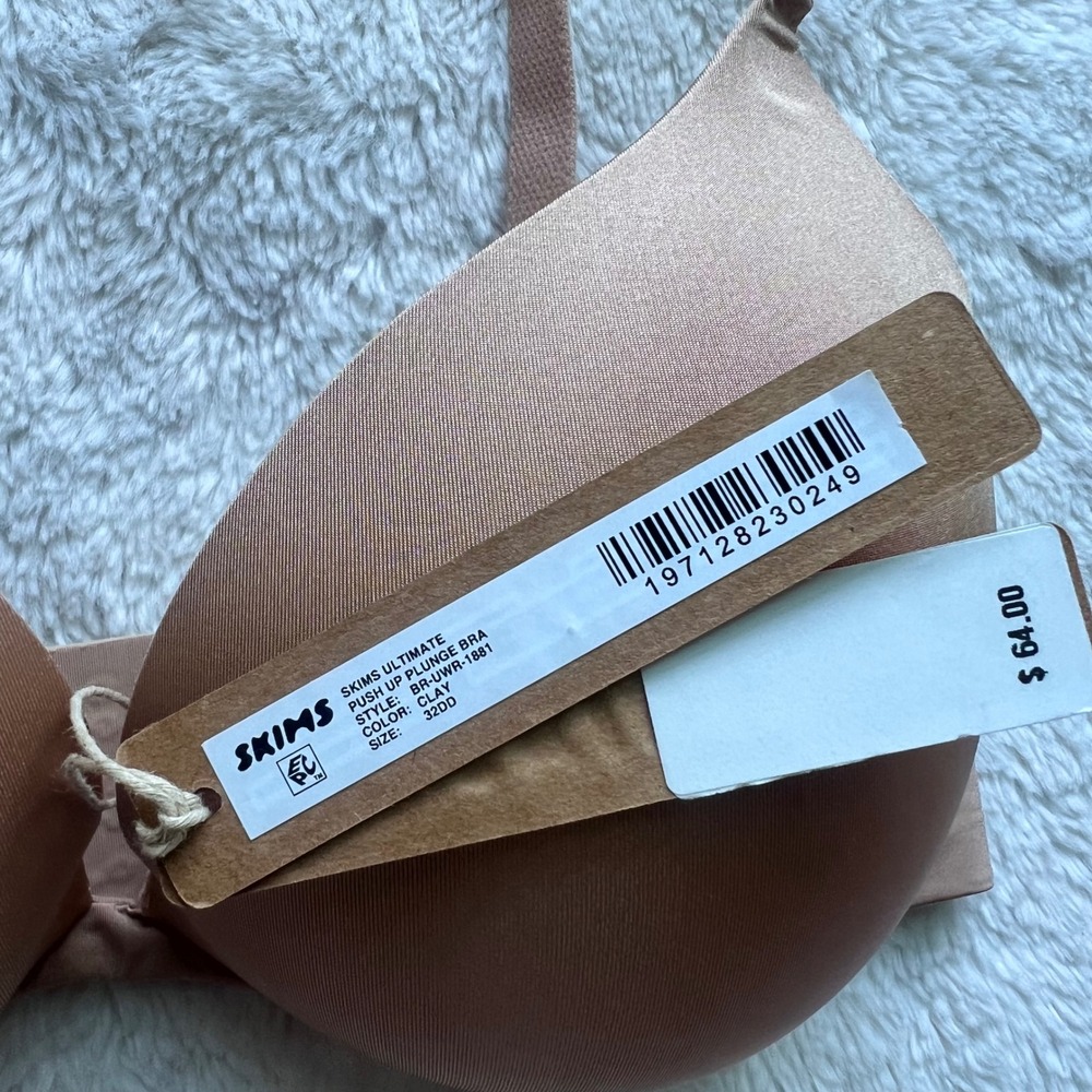 Skims Ultimate Push Up Plunge Bra Clay BR-UWR-1881 Women's Size 32DD NEW - Picture 9 of 12